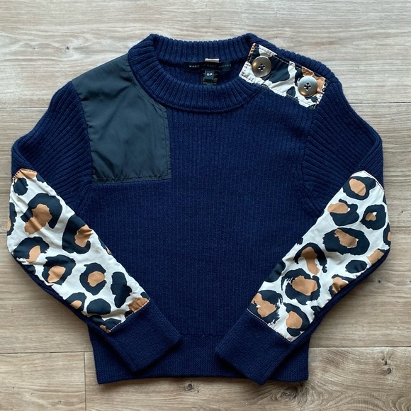 Marc By Marc Jacobs Sweaters - Marc By Marc Jacobs Navy and Leopard Print Sweater